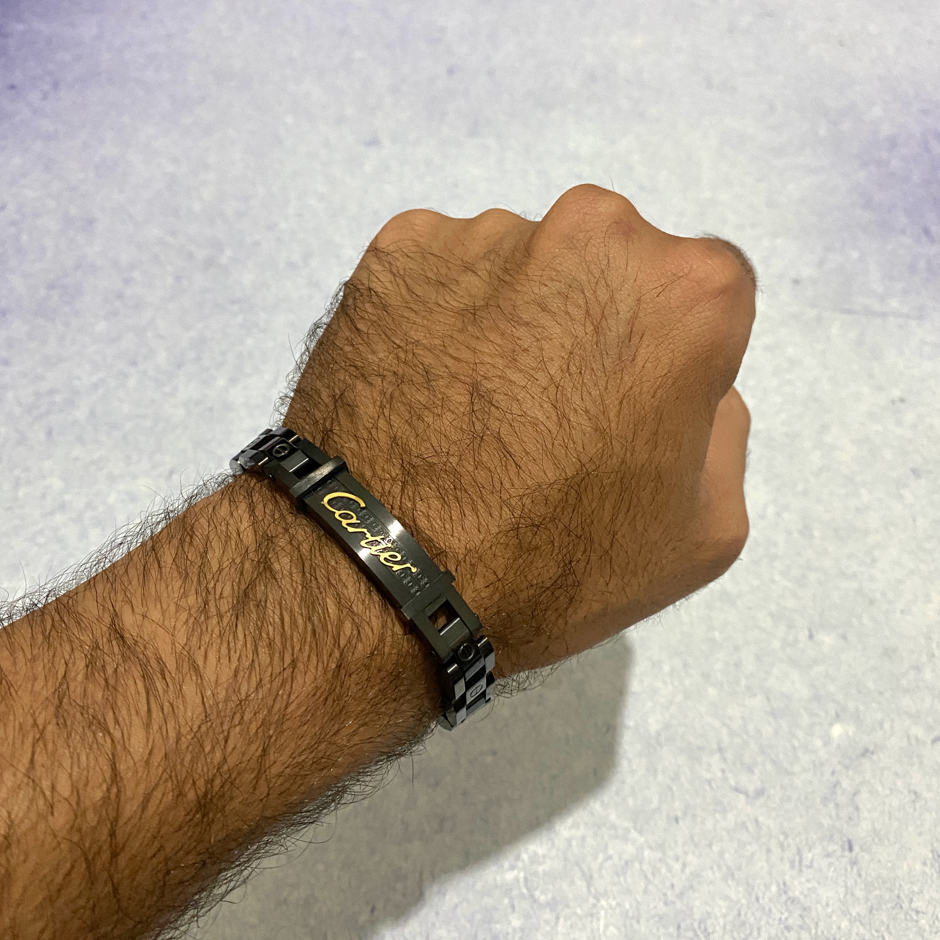 دستبند رولکس مشکی پلاک Cartier